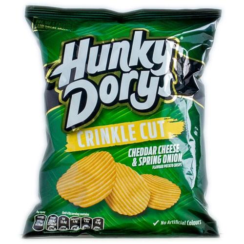 S1707_1 Hunky Dorys Cheddar Cheese & Spring Onion Share Bag 130g PK12