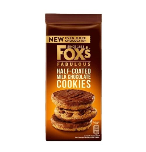 Fox's Fabulous Half-Coated Milk Chocolate Cookies 175g PK8